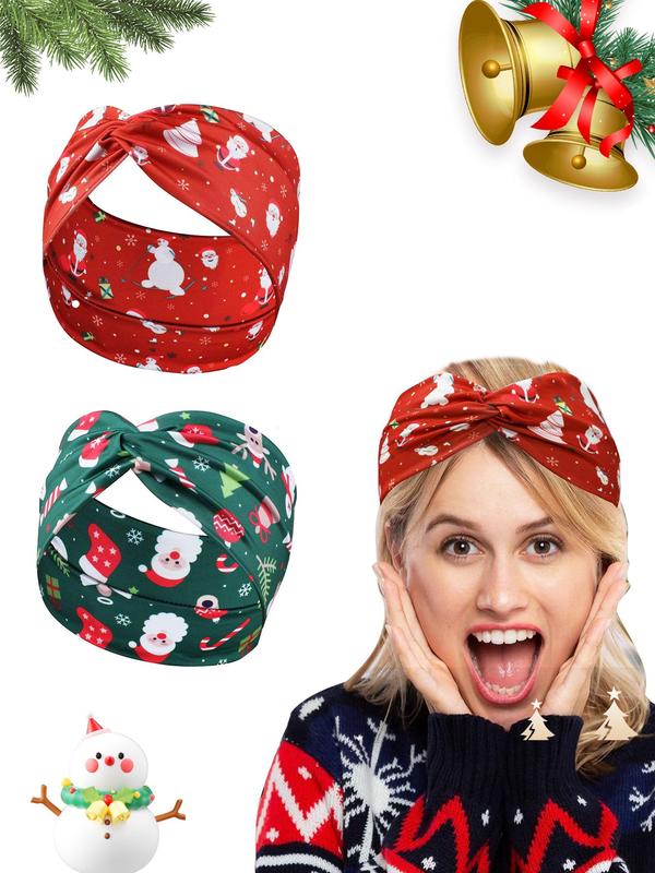 Christmas Themed Hair Band, Cute Santa Claus Pattern Hair Band, Fashionable Hair Accessories for Women & Girls, Christmas Gifts