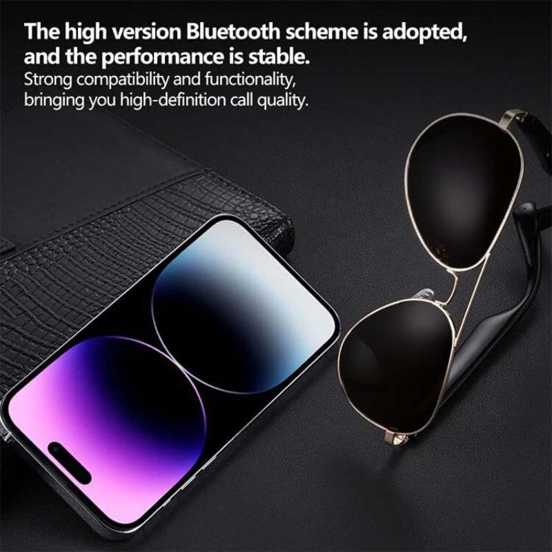 Wireless Smart Glasses, Rechargeable Wireless BT Headphone Sunglasses, Creative Smart Sports Sunglasses with Phone Call for Home & Daily Use, Smart Glasses for Men