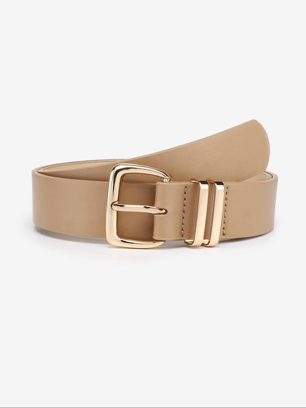 Women's Fashionable Solid Color PU Buckle Belt, Casual Waistband for Jeans Pants, Fashion Belt for Party, Daily Clothing Decor, Trendy All-match & Exquisite Belt for Gift