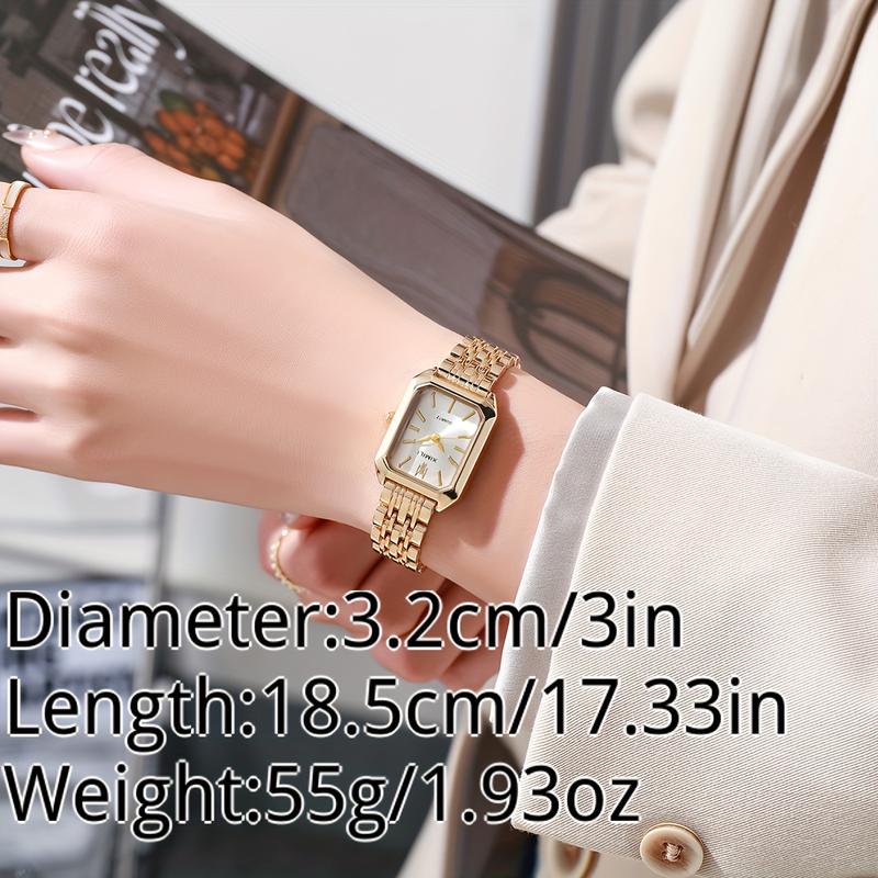 Glamorous Womens Business Quartz Watch - Precise Analog Dial with Stylish Rectangle Case - Fashion-Forward Golden Timepiece for Daily Wear