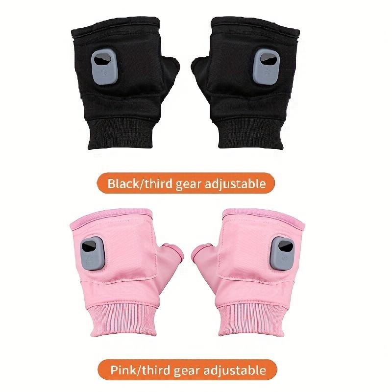 A Pair of Unisex Heated Fingerless Gloves, Support Touch Screen-USB Rechargeable, Elastic Spandex, Casual Stripe Craft, Lithium Battery, Warm Gloves Suitable for Outdoors and Fashion, Capacity Is 1800MAh