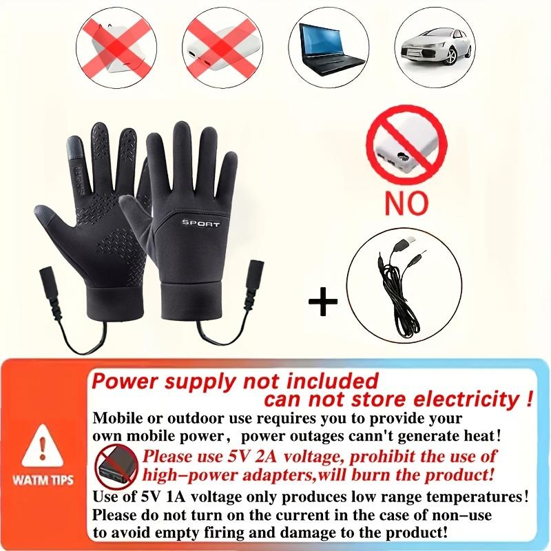 Avant-garde fashion accessories 1 Pair Unisex Winter Warmers - USB Heated Gloves with Touch Screen, Enhanced Grip, Soft Padding, Universal Fit, Polyester Blend, USB Powered (Bring Your Own Power Bank)
