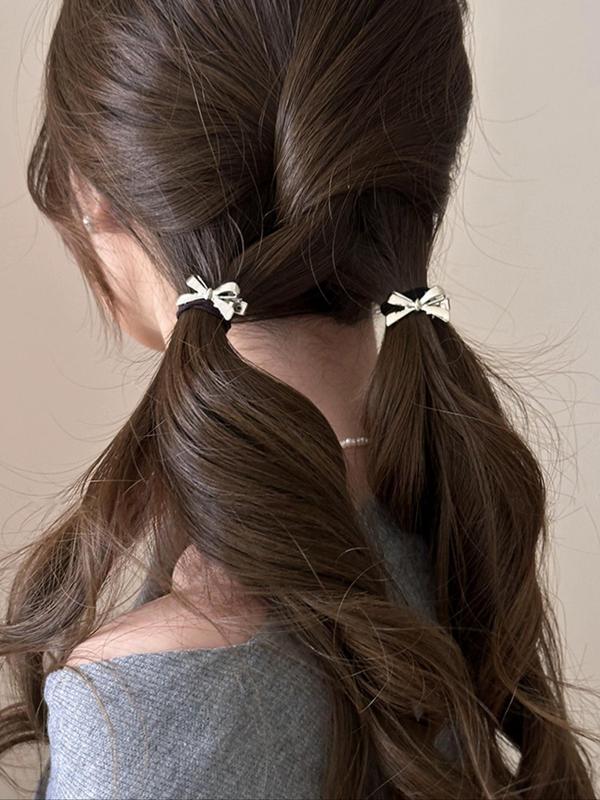 Cute Bow Decor Mini Hair Clip (4counts), Fashionable Hair Accessories for Women & Girls, Lovely Hairwear for Daily Used