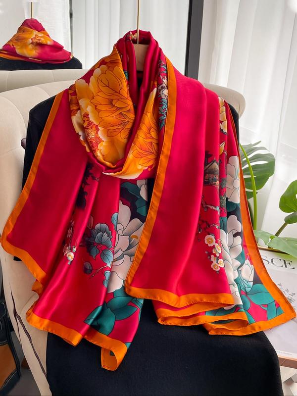 Floral Print Scarf, 2024 New Style Fashionable Soft Comfort Shawl for Women, Casual Versatile Women Accessories for Summer Beach Vacation for Daily Sun Protection