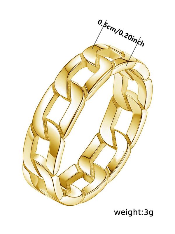 Simple Plain Chain Design Promise Ring, Fashion Engagement Ring for Women, Wedding Party Vintage Jewelry As Gift