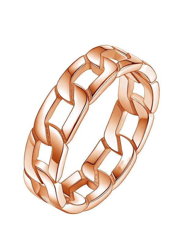 Simple Plain Chain Design Promise Ring, Fashion Engagement Ring for Women, Wedding Party Vintage Jewelry As Gift