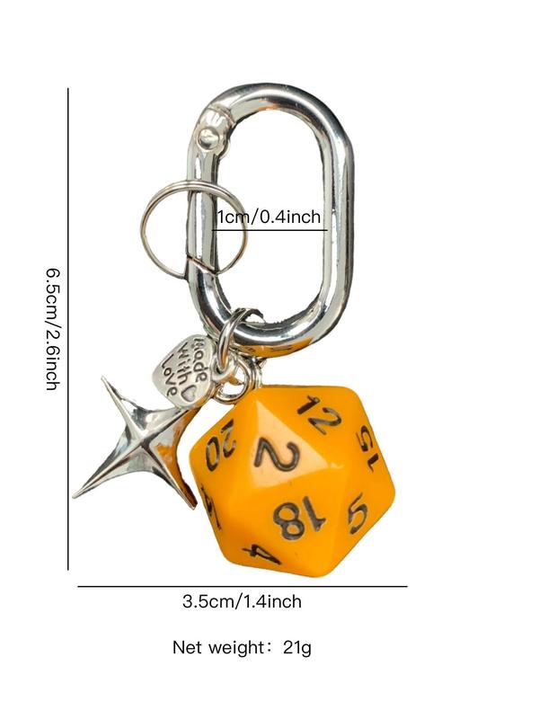 Creative Dice Design Keychain, Cute Cheart & Star Charm Decor Keychain for Women & Men, Fashion Accessories, Trendy All-match & Exquisite Keychain for Birthday Gift