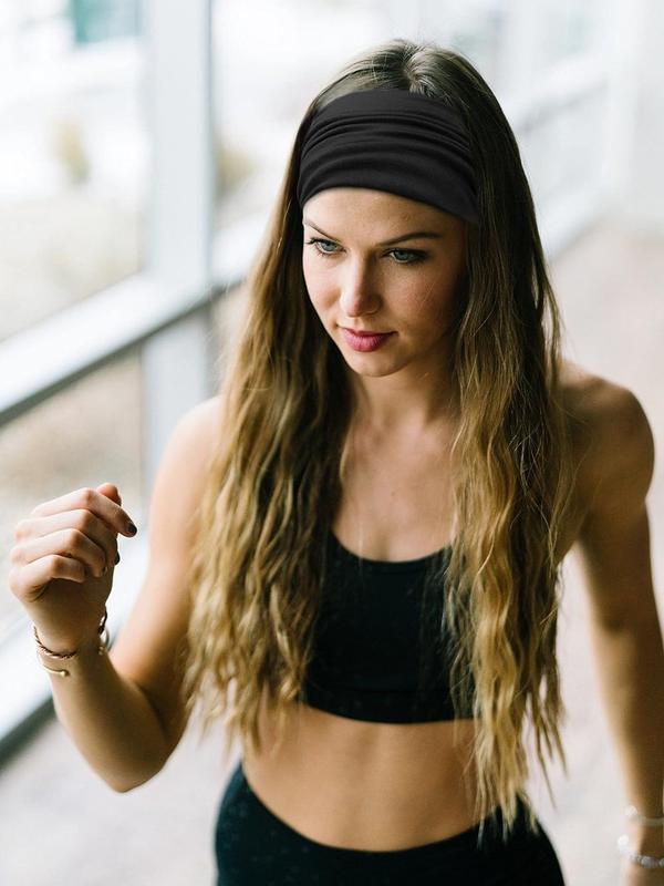 Wide Headbands for Women Black Stylish Head Wraps Boho Thick Hairbands Large African Sport Yoga Turban Headband Hair Accessories (Pack of 4)