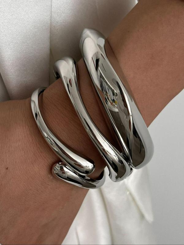 Women's Elegant Geometric Design Bangle Bracelet, Fashion Jewelry for Party, Daily Clothing Decor, Trendy All-match & Exquisite Jewelry for Birthday Gift