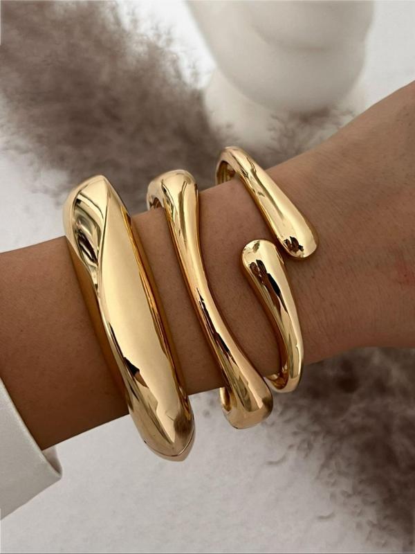 Women's Elegant Geometric Design Bangle Bracelet, Fashion Jewelry for Party, Daily Clothing Decor, Trendy All-match & Exquisite Jewelry for Birthday Gift