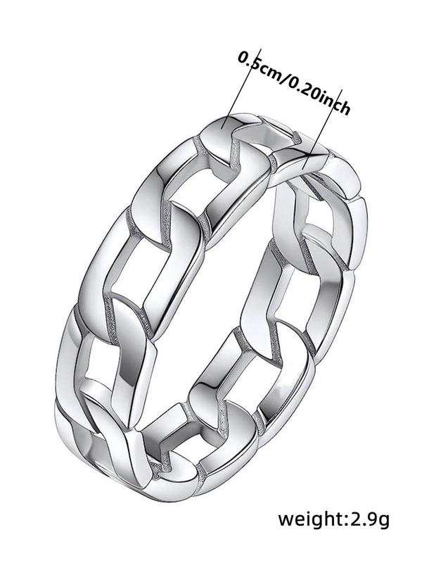 Simple Plain Chain Design Promise Ring, Fashion Engagement Ring for Women, Wedding Party Vintage Jewelry As Gift