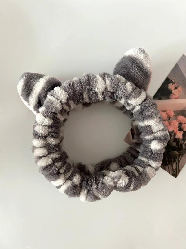 Cute Cat Ear Design Hair Hoop & Wristband Set, Fashionable Hair Accessories for Women & Girls, Minimalist Headwear Suitable for Face Wash & Makeup