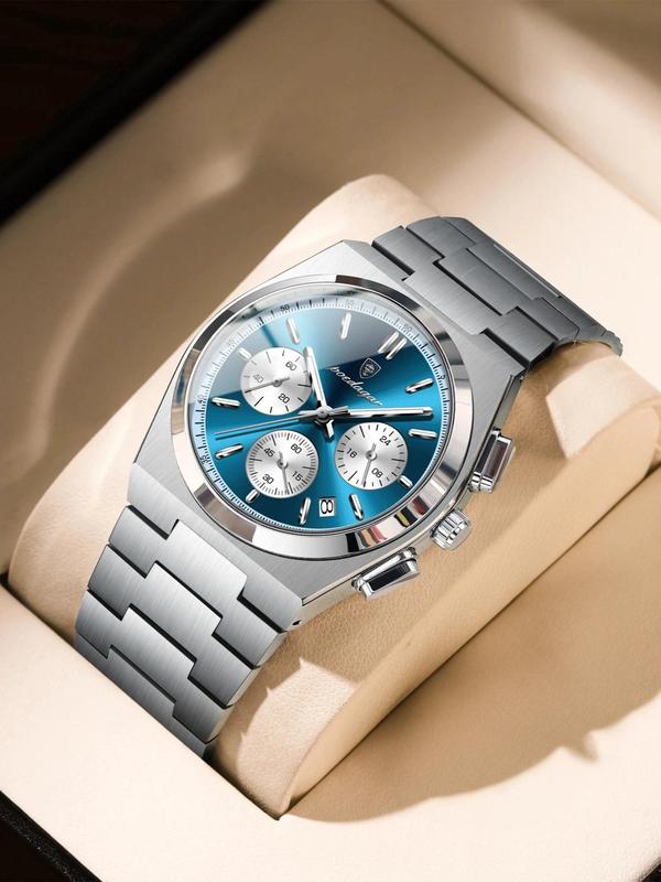 Men's Business Fashion Round Dial Analog Quartz Watch, Waterproof Glow in The Dark Watch with Box, Fashion Watch for Party, Daily Clothing Decor, Trendy All-match & Exquisite Watch for Birthday Gift