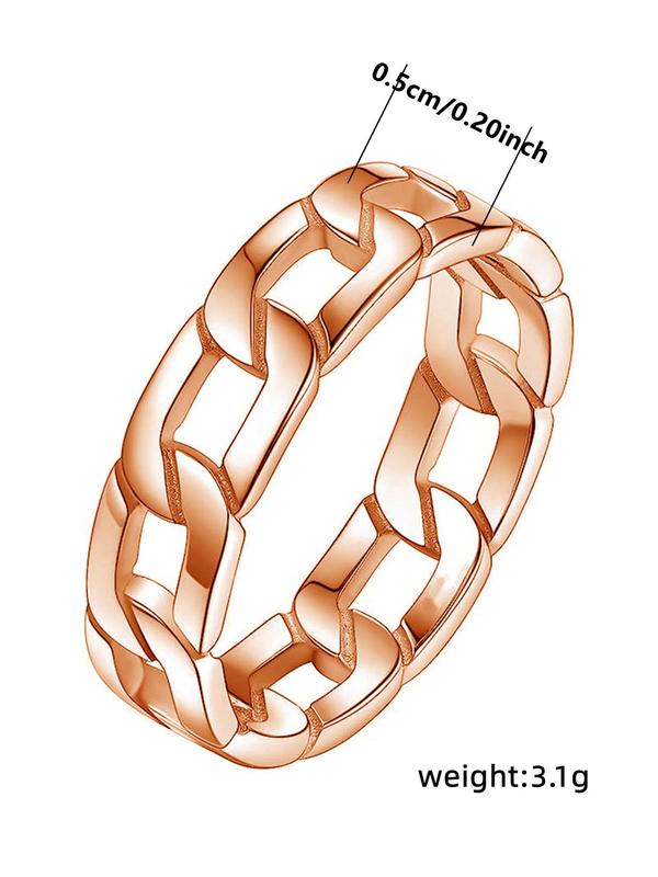 Simple Plain Chain Design Promise Ring, Fashion Engagement Ring for Women, Wedding Party Vintage Jewelry As Gift