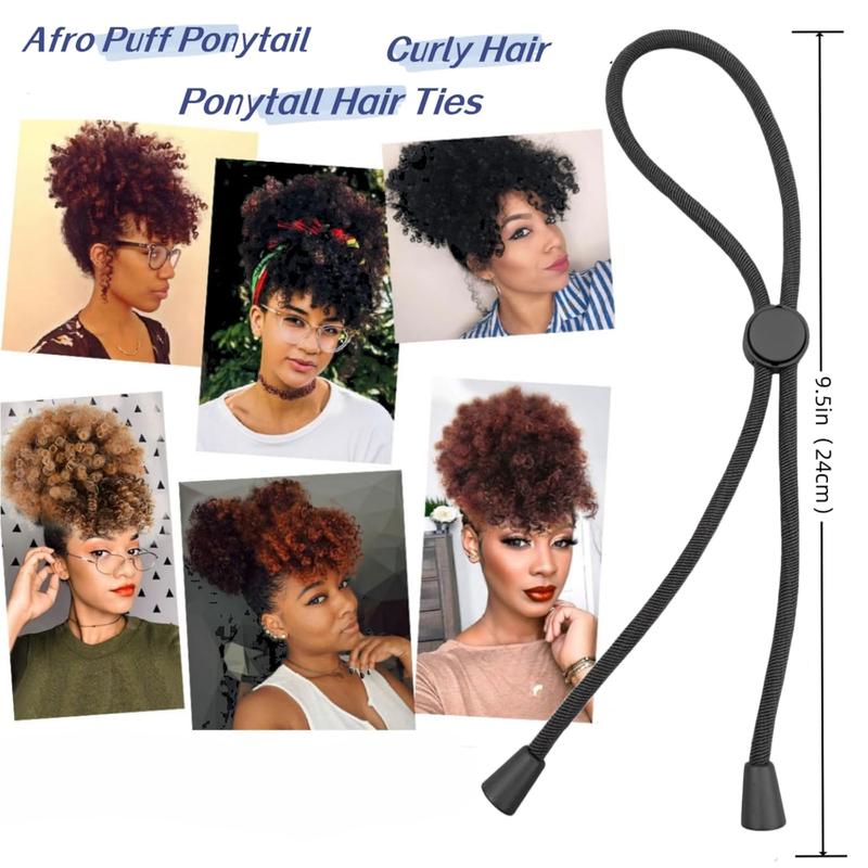 6  Count  Adjustable Length hair ties for Thick Hair, Afro Hair Accessories for Afro Puffs Thick Curly Hair, Ponytails, Locs, Pineapples Hairstyles for Black Women Girls