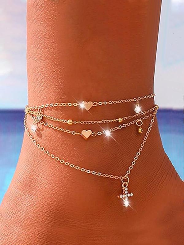 Women's Heart Design Anklet, Adjustable Ankle Chain for Women & Girls, Fashion Jewelry for Party, Daily Clothing Decor, Trendy All-match & Exquisite Jewelry for Gift