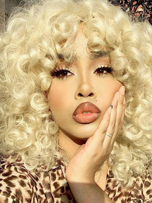 Women's 14 Inch Long Coily Wigs with Bangs, Retro Fashion Gorgeous Fluffy Wigs for Party, Cosplay and Daily Wear, Holiday Dress-up Hair Accessories Or Gifts for Hairstyle Ideas,  Cheap and Affordable Wigs