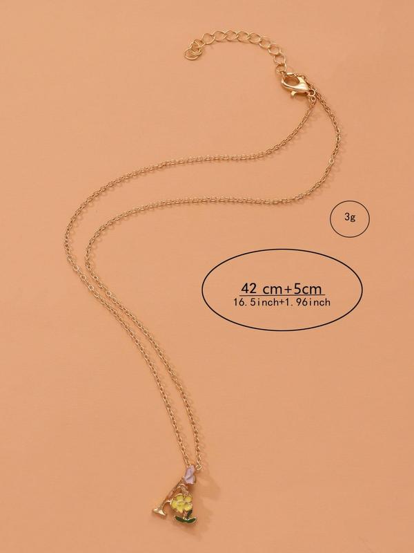 Women's Letter Decor Pendant Necklace, Fashion Necklace, Alphabet Initial Charm Decorative Jewelry