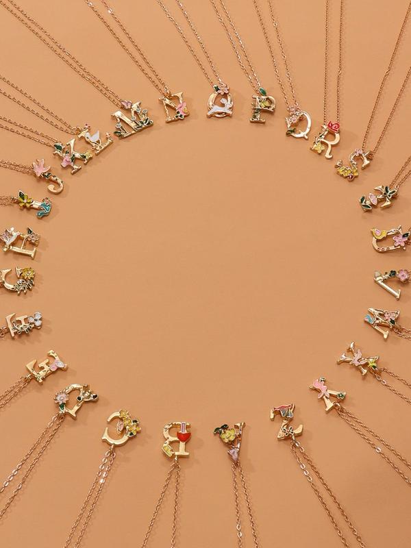 Women's Letter Decor Pendant Necklace, Fashion Necklace, Alphabet Initial Charm Decorative Jewelry