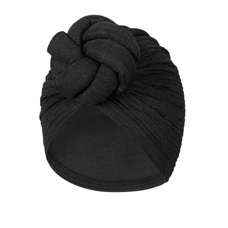 Elegant Women Turbans Solid Color Handmade Flower Knot African Fashion Chemotherapy Hat Leisure Comfortable Breathable High-End Daily Headscarf Hat