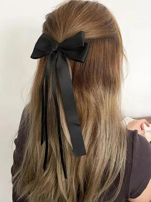 Women's Elegant Bow Ribbon Design Hair Clips, Cute Trendy Hair Clips, Fashionable Hair Accessories for Women & Girls