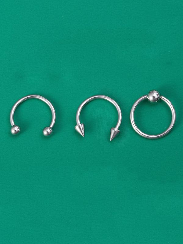 Punk Style Nose Ring Set, 28pcs Stainless Steel Nose Ring with Replacement Ball, Body Jewelry for Women & Men, Trendy All-match & Exquisite Jewelry for Birthday Gift