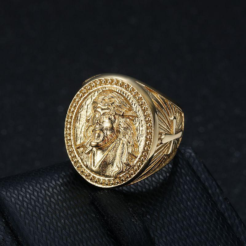 New hip hop HIPHOP ring, titanium steel vacuum electric gold-plated YS cross men's ring