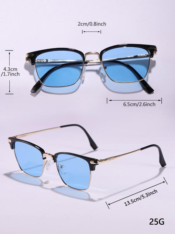 Summer Unisex  Simple Style Plain Color Square Sunglasses, Casual Trendy Glasses for Women & Men for Everyday Use, Fashion Sunglasses for Outdoor Activities, Sunglass Trend 2024
