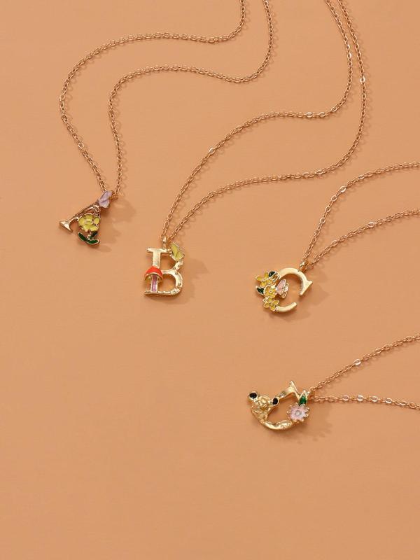 Women's Letter Decor Pendant Necklace, Fashion Necklace, Alphabet Initial Charm Decorative Jewelry