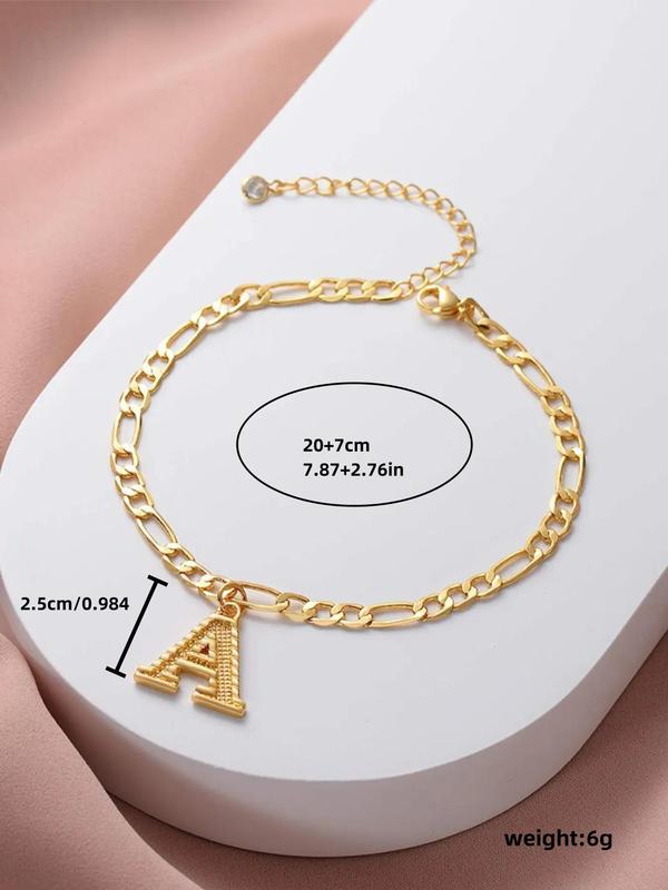 Classic Creative 26-letter Pendant Anklet Fashion Summer Beach Versatile Foot Chain Women's Summer Must-have Women's Daily Beach Party Wear Foot Accessories