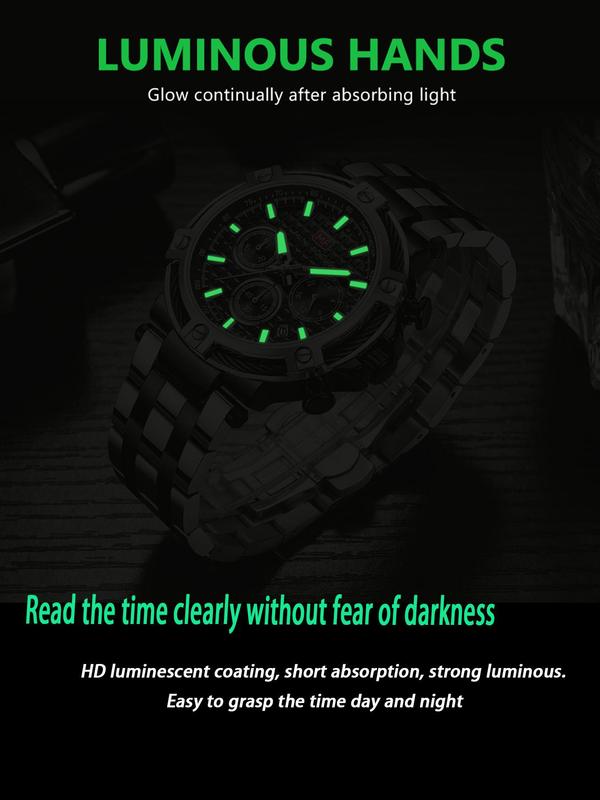 Men's Business Fashion Round Dial Analog Quartz Watch, Casual Trendy Luminous Waterproof Wristwatch, Fashion Watch for Men As Gift with Box