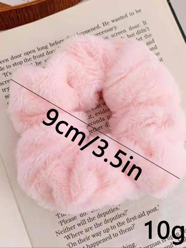 Cute Plush Ruched Design Hair Tie, 1 5 Counts Fashion All-match Hair Tie for Fall & Winter, Casual Solid Color Hair Accessories for Party & Daily Use