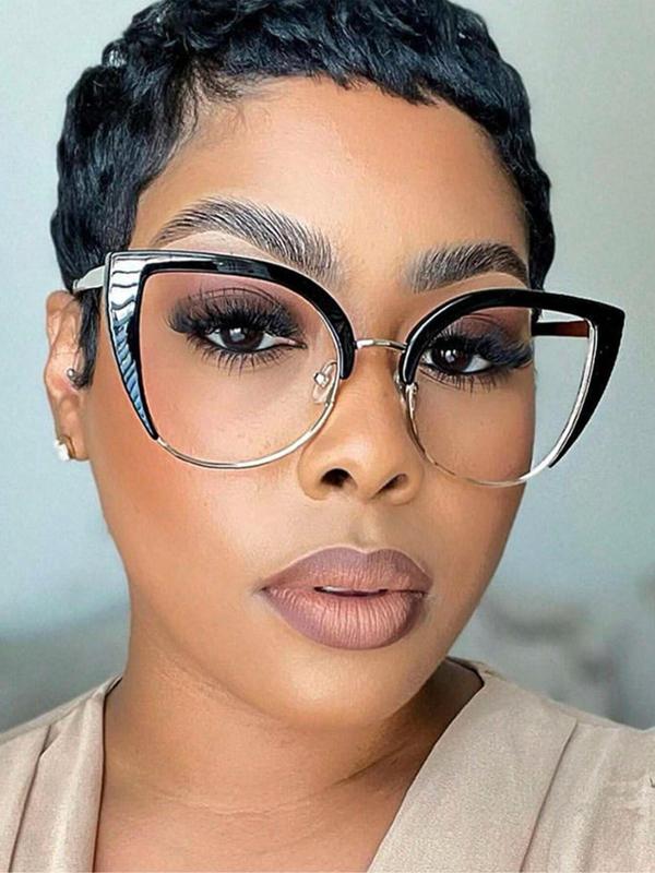 Cute Cat Eye Design Semi-rimless Eyeglasses, Fashionable Oversized Eyeglasses for Women & Men, Fashion Eyeglasses for Work, Daily Clothing Decor, for Student Daily