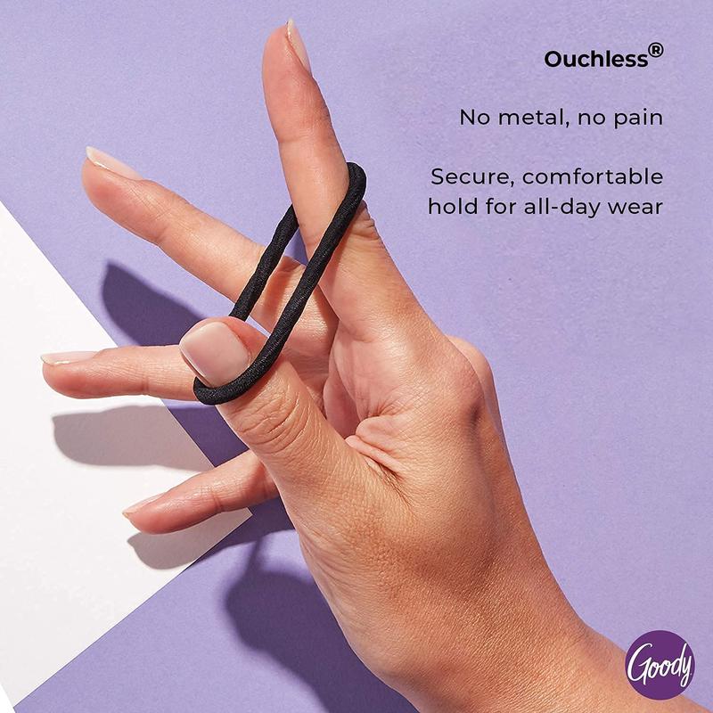 Goody Ouchless Womens Elastic Hair Tie - 30 Count, Black - 4MM for Medium Hair- Hair Accessories for Women Perfect for Long Lasting Braids, Ponytails and More - Pain-Free