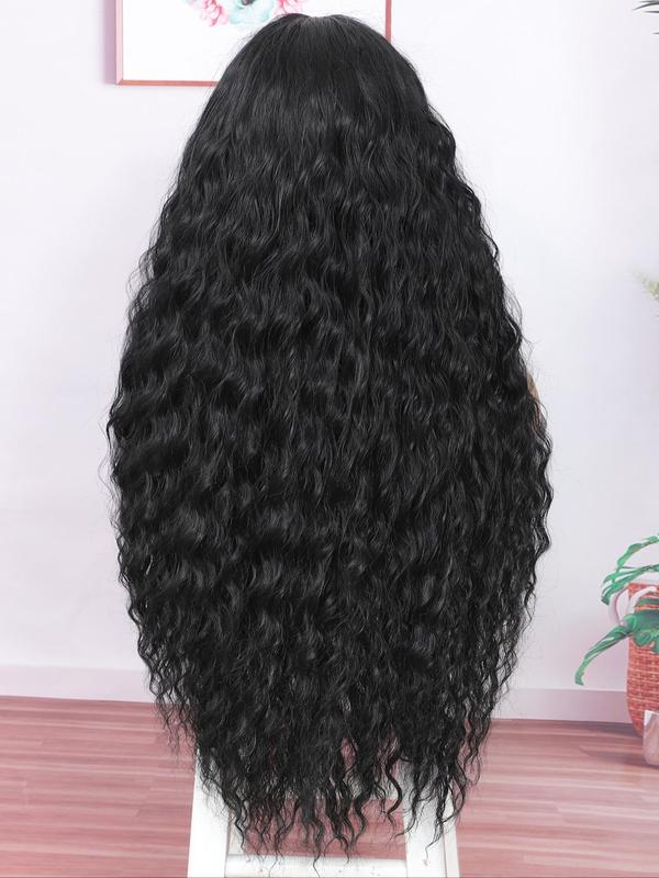 26 Inch Burgundy Water Wave Lace Front Wigs for Women, Gorgeous Fluffy Wigs without Bangs, Synthetic Heat Resistant Lace Front Wigs for Party, Daily Use Glueless