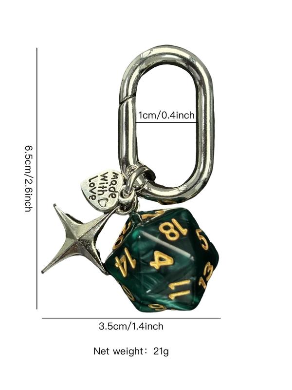 Creative Dice Design Keychain, Cute Cheart & Star Charm Decor Keychain for Women & Men, Fashion Accessories, Trendy All-match & Exquisite Keychain for Birthday Gift