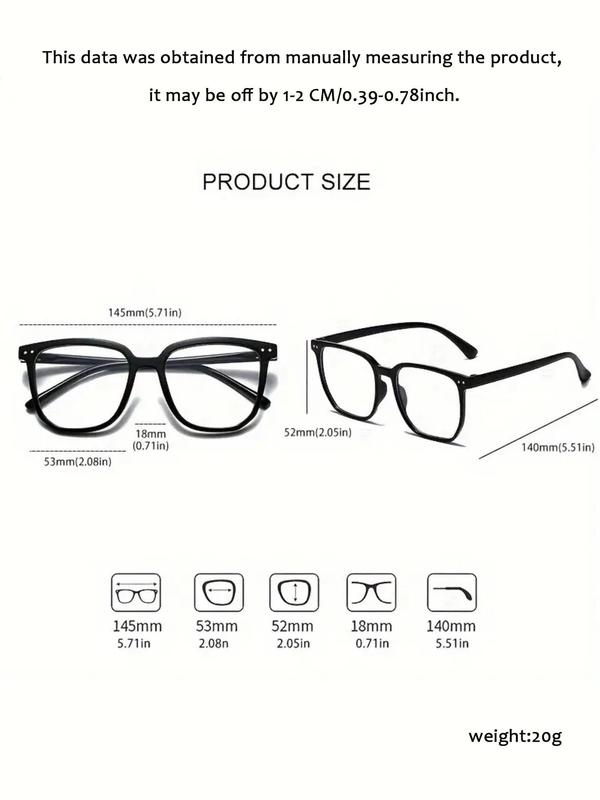 1 Pair Simple Eyeglasses for Men and Women, Fashion Square Frame Eyeglasses with Anti-blue Light Lenses for Everyday Use, Fashion Accessory