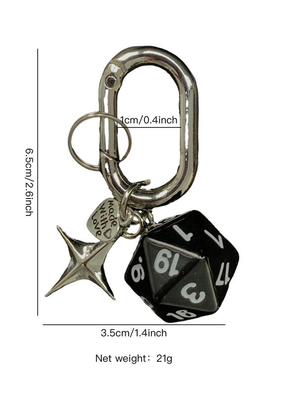 Creative Dice Design Keychain, Cute Cheart & Star Charm Decor Keychain for Women & Men, Fashion Accessories, Trendy All-match & Exquisite Keychain for Birthday Gift