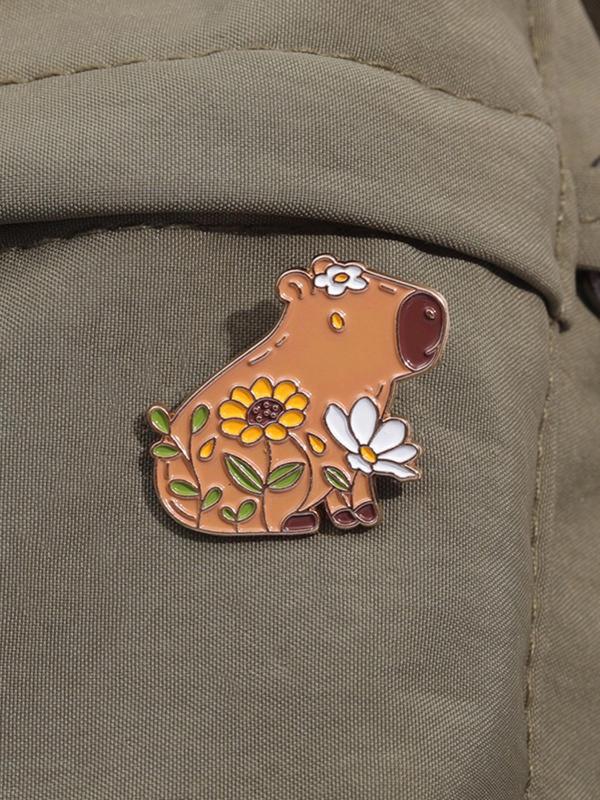 Cute Cartoon Capybara Animal Brooch Pin, Cute Animal Design Brooch, Fashion Brooch for Daily Clothing Decor, Trendy All-match & Exquisite Brooch for Birthday Gift