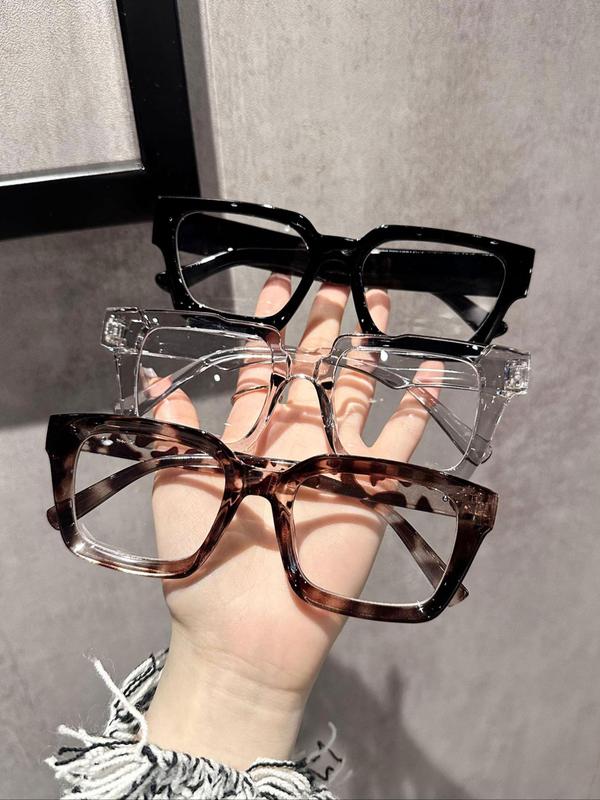 Unisex Simple Style Plain Color Square Frame Eyeglasses, Trendy Casual Eyeglasses for Everyday Use, Fashion Accessories for Outdoor Activities