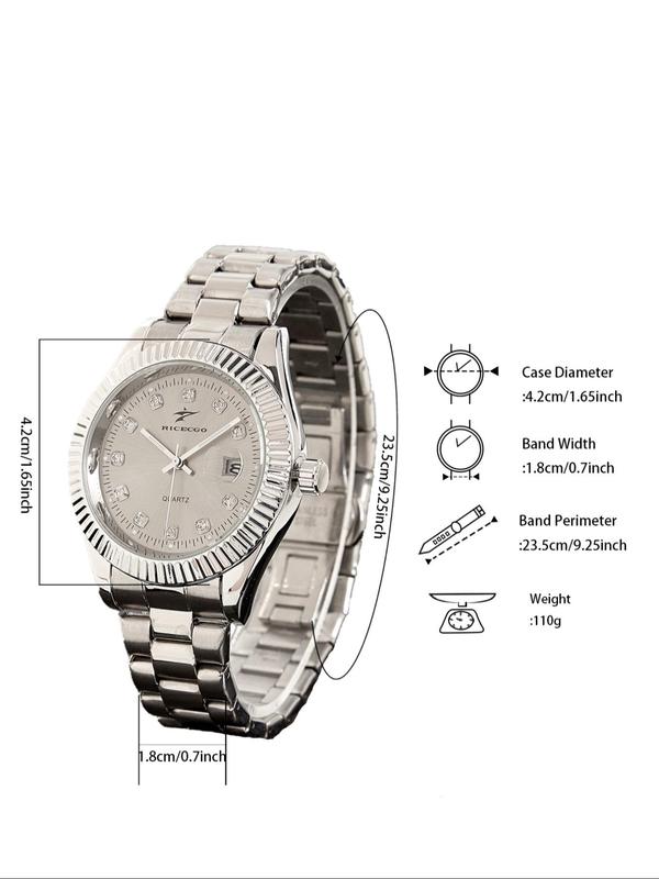 Men's Business Fashion Rhinestone Decorated Analog Quartz Watch, Fashion Watch for Party, Daily Decor, Trendy All-match & Exquisite Watch for Birthday Gift with Box