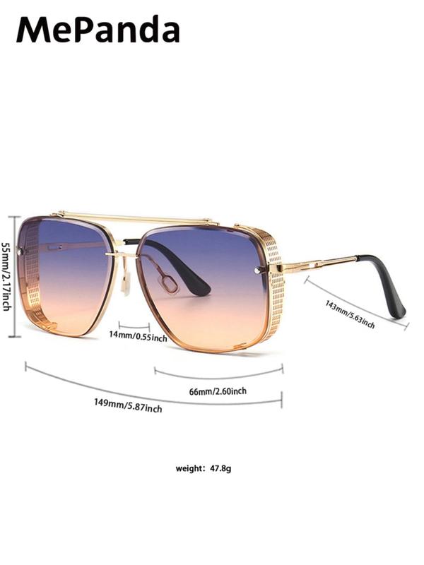 Vintage Simple Ombre Frame Top Bar Design Aviator Sunglasses, Sunglasses for Women, Large Frame Sunglasses for Men Everyday Use, Fashion Accessories for Outdoor Activities