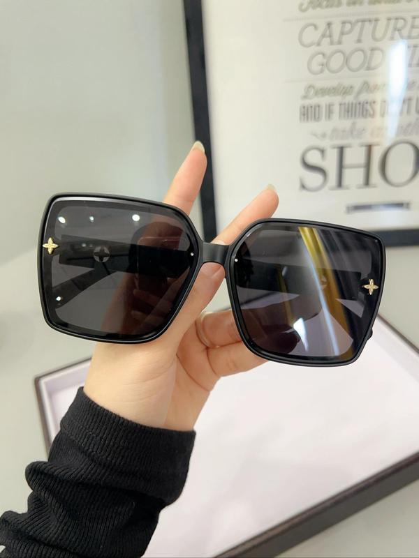 Women's Star Decor Square Frame Sunglasses, Trendy Casual Sunglasses for Everyday Use, Fashion Accessories for Outdoor Activities