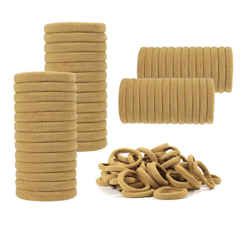 100 Pack No Damage Hair Ties For Women Thick Hair,Soft Seamless Colorful Ponytail Holders for Girls,Dark Brown Elastic Hair Bands (Dark Brown)