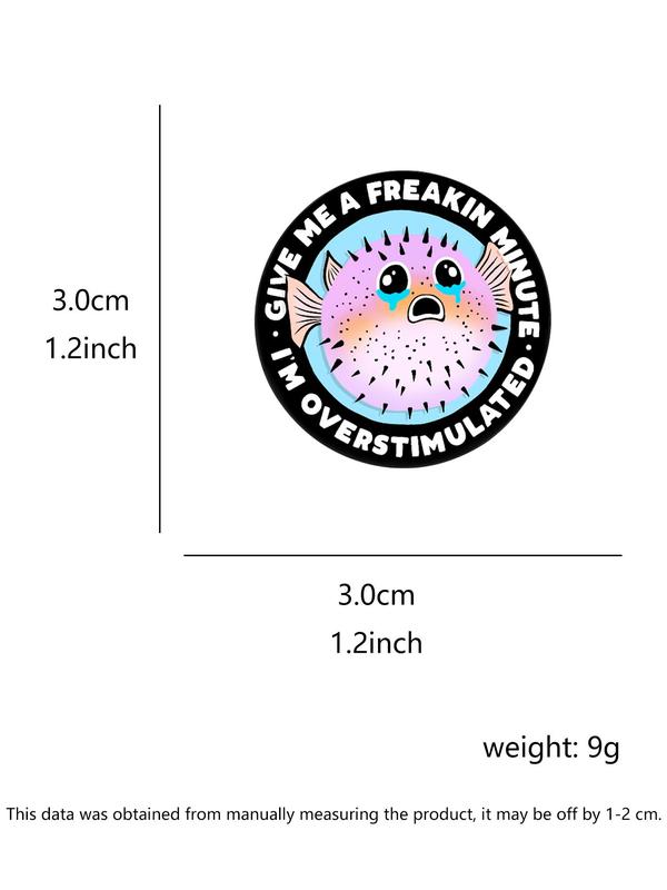 Creative Cartoon River Fish Design Brooch, Cute Round Shaped Alloy Badge for Daily Clothing Decor, Trendy All-match & Exquisite Brooch for Birthday Gift