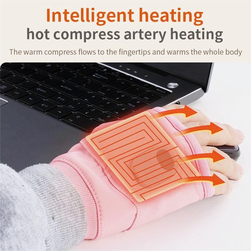 Winter 1 pair of rechargeable hand warmers with digital display, portable heated gloves, with three adjustable temperatures, suitable for home use