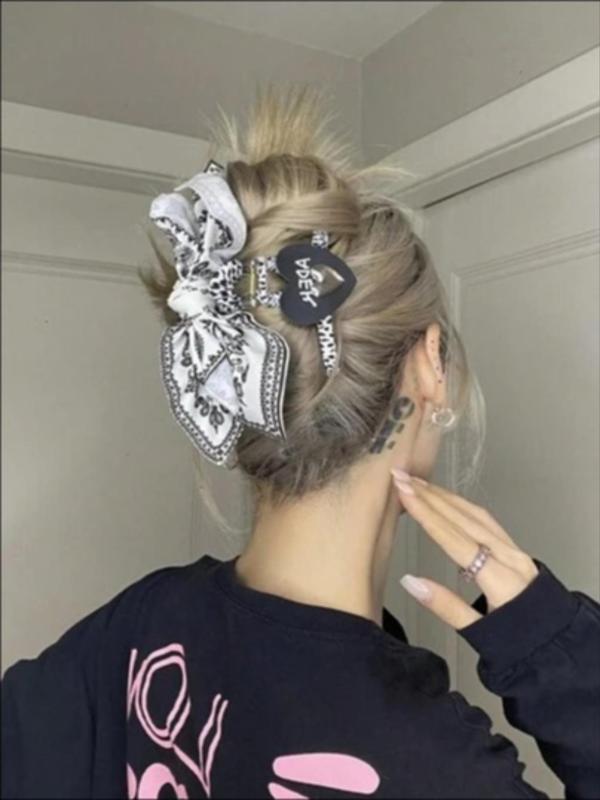 Women's Boho Style Paisley Pattern Bowknot Design Hair Claw, Vintage Trendy Hair Claw, Fashionable Hair Accessories for Women & Girls