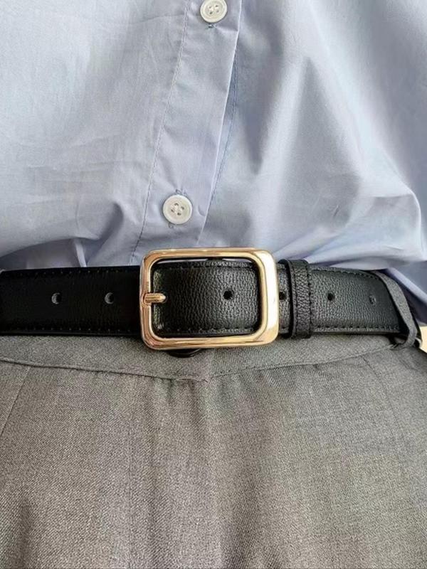 Women's Solid Color PU Buckle Belt, Fashionable Waistband for Jeans & Shorts, Casual Waistband for Daily Use