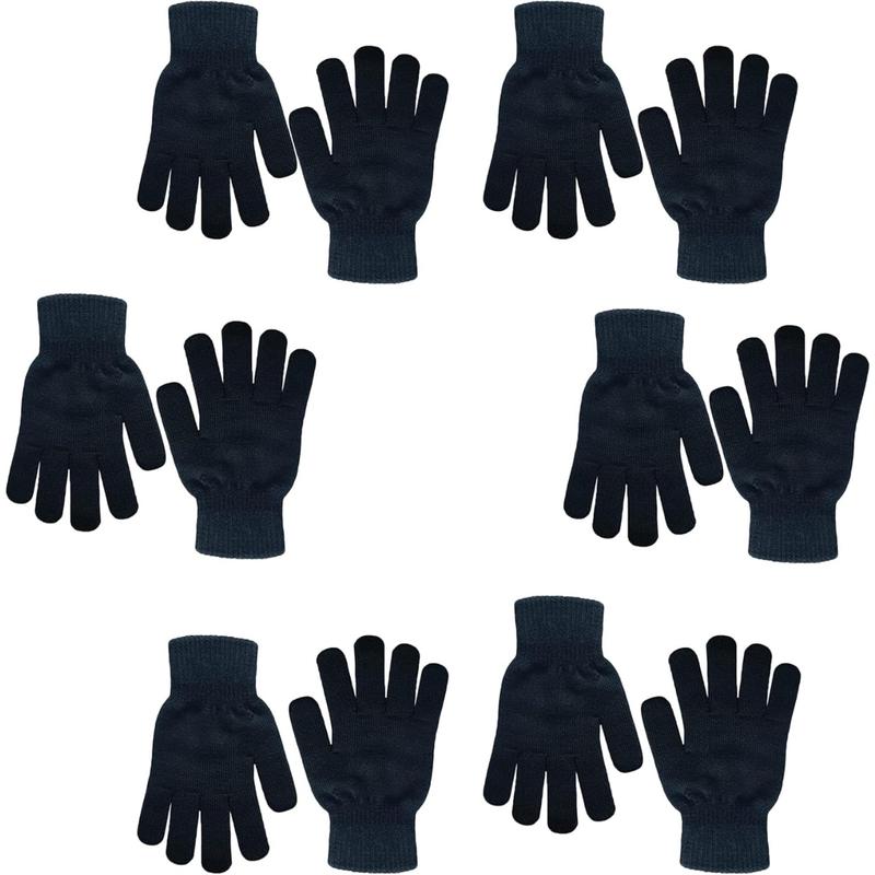 6 Double Winter Magic Gloves Knit Covels Gloves Winter Gloves Stretching Finger Covered Glove Winter Magic Gloves, suitable for women and adolescents, all black series, one size suitable for everyone