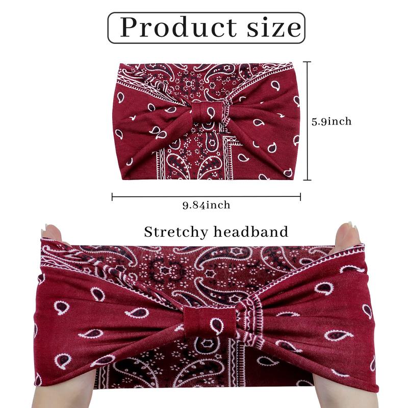 Women's Summer Simple Plain Color Elastic Hair Band for Women,Wide Headbands for Women Knotted No Slip Head Bands Soft Turban Headband Hair Accessories Boho African Solid Color Head Wraps for Women Yoga Workout Pack of 6(Boho)